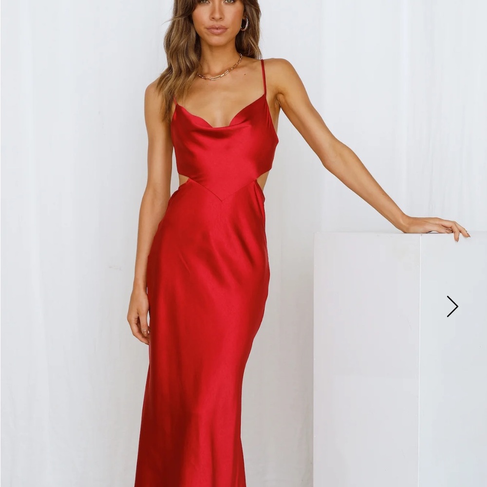 Hello Molly Red Satin Midi Dress